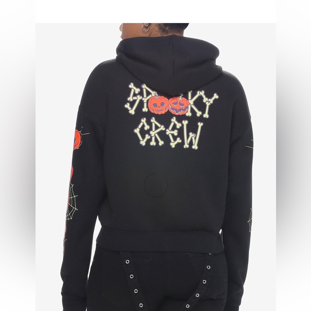 Social collision spooky crew crop girls hoodie glow in the dark